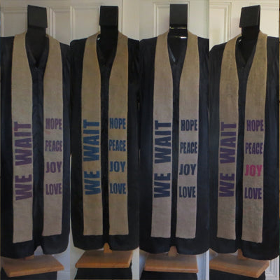 We wait - Advent stole in bright blue