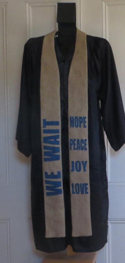 We wait - Advent stole in bright blue