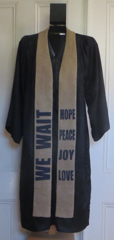 We wait - Advent stole in indigo