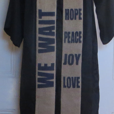 We wait - Advent stole in indigo