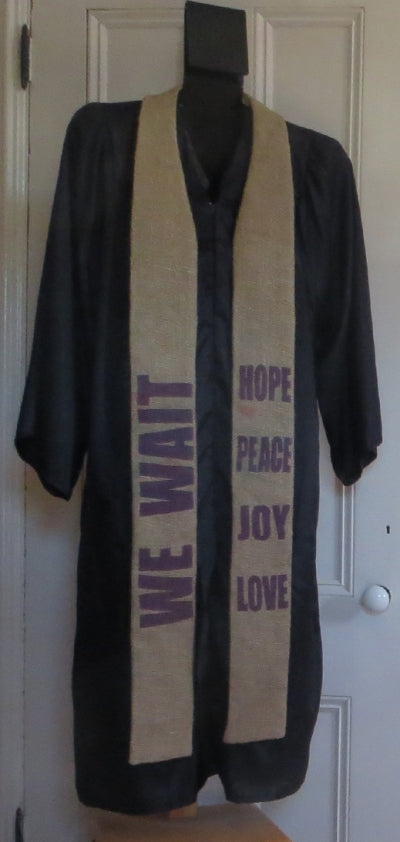 We wait - Advent stole in plum