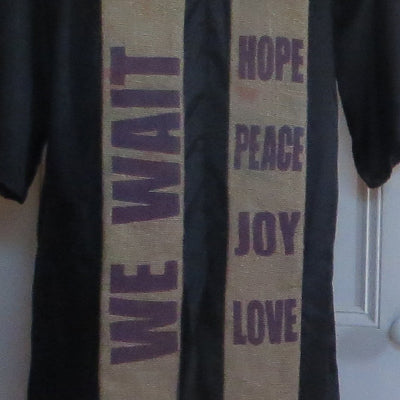 We wait - Advent stole in plum