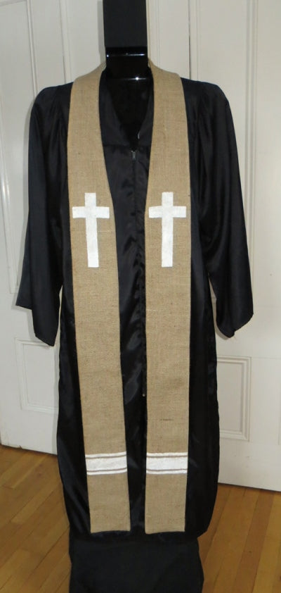 White cross and bands