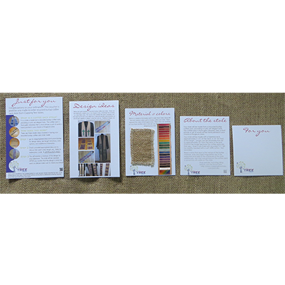 Made-to-order recycled coffee sack stole with presentation planning kit