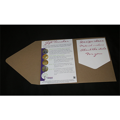 Made-to-order recycled coffee sack stole with presentation planning kit