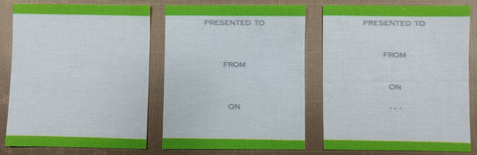 Dedication label for reverse of stole