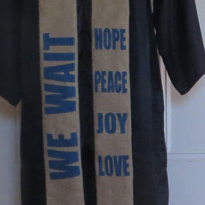 We wait - Advent stole in bright blue