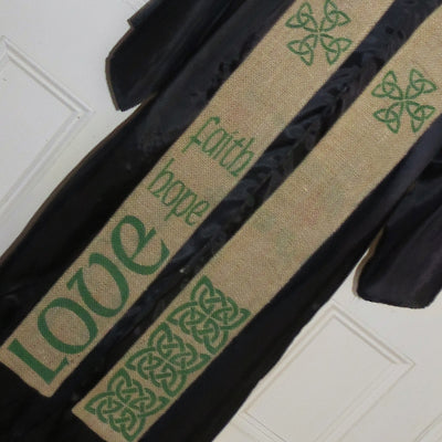 Faith hope and love clergy stole with Celtic cross