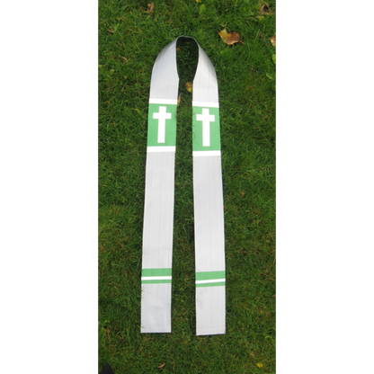 Green, white, and silver