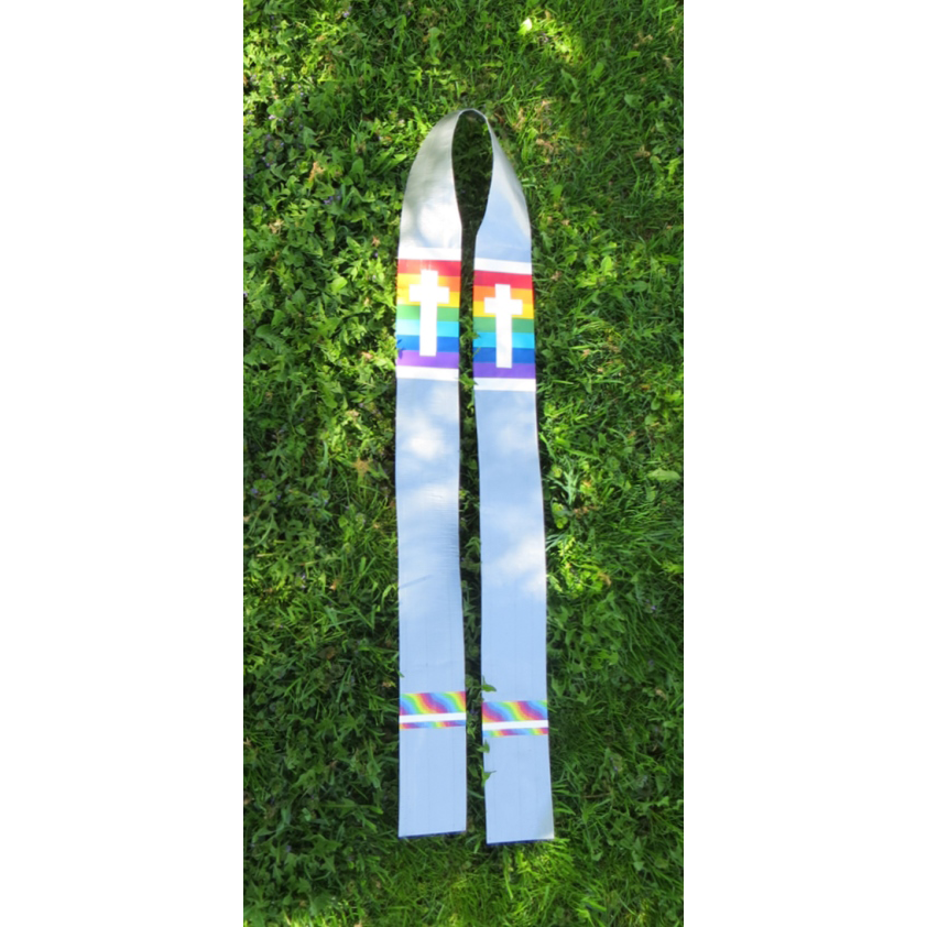 Rainbow duct tape stole